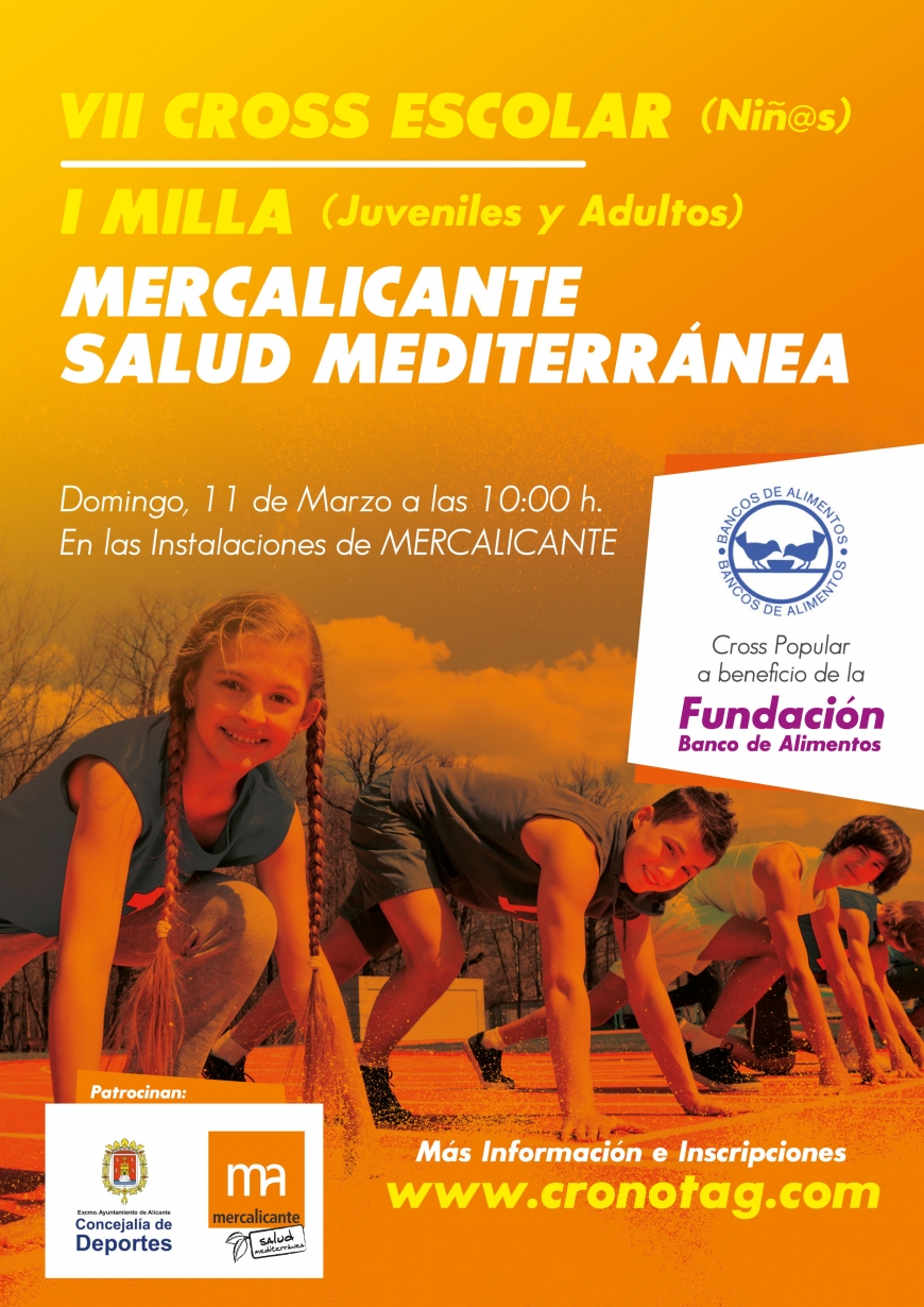 Mercalicante acogerá una nueva edición del VII Cross Escolar Solidario y la I Milla ‘Mercalicante Salud Mediterránea’ el 11 de marzo